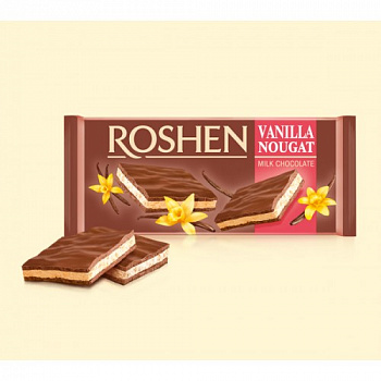 Шоколад молочный с ванильной нугой, Roshen, 90 гр